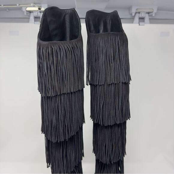 Christian Louboutin Boot Lionne Knee High Suede Fringe Boots EU 37 - Picture 11 of 13